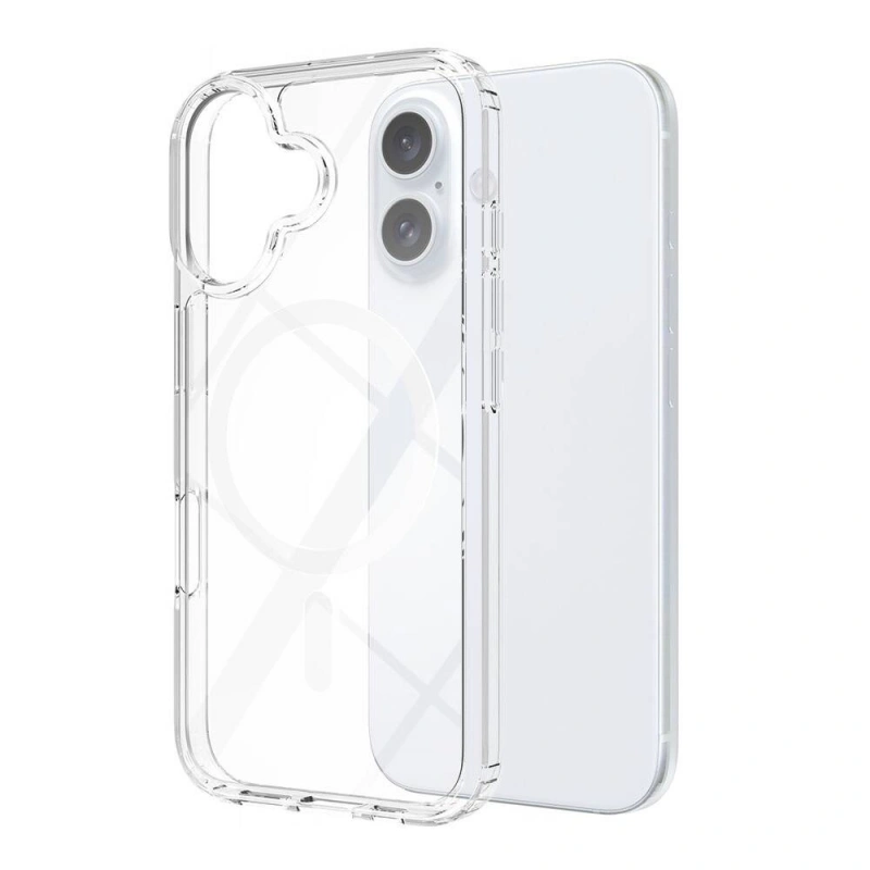 Apple iPhone 16 Kılıf M-safe Şarj Özellikli Şeffaf Sert PC Zore Embos Kapak