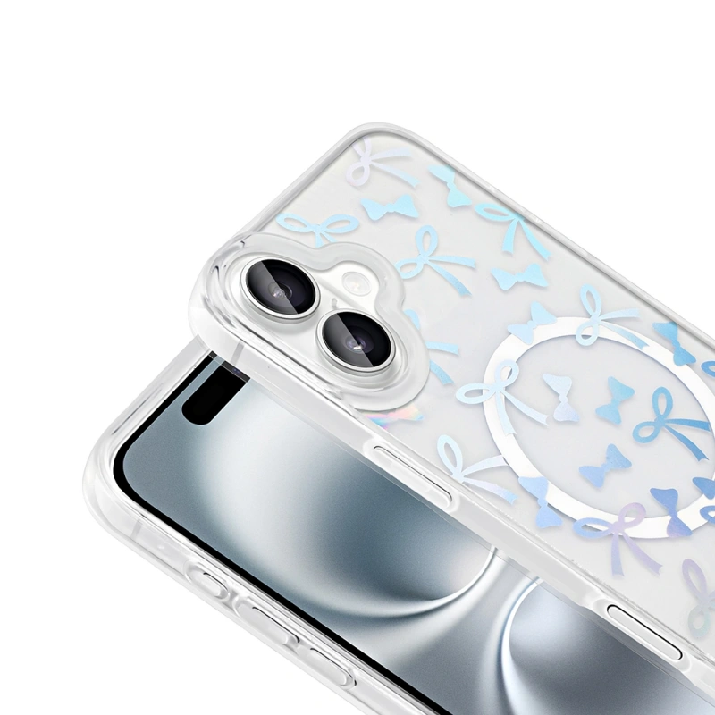 Apple iPhone 16 Kılıf M-Safe Şarj Özellikli Şeffaf Zore Folk Sert Kapak