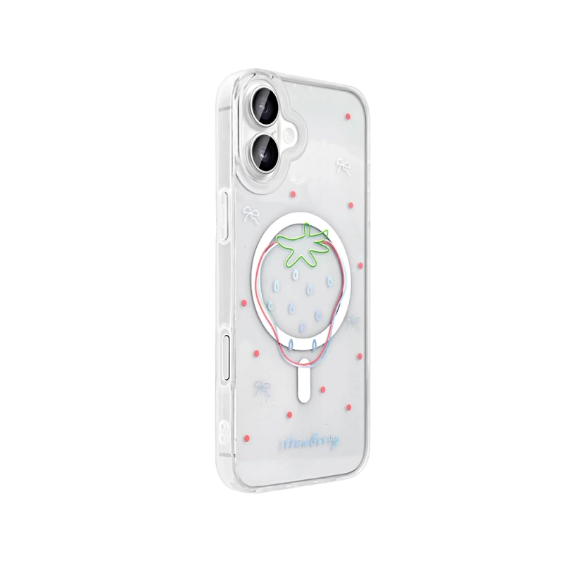 Apple iPhone 16 Kılıf M-Safe Şarj Özellikli Şeffaf Zore Folk Sert Kapak