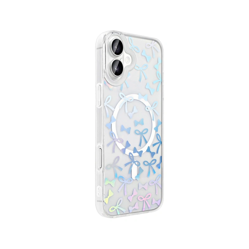 Apple iPhone 16 Kılıf M-Safe Şarj Özellikli Şeffaf Zore Folk Sert Kapak