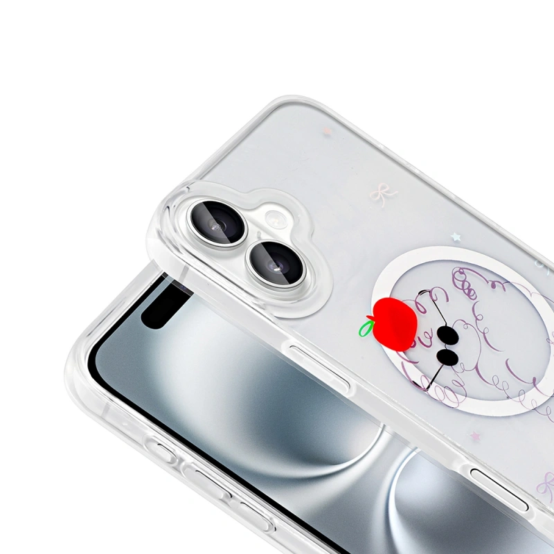 Apple iPhone 16 Kılıf M-Safe Şarj Özellikli Şeffaf Zore Folk Sert Kapak