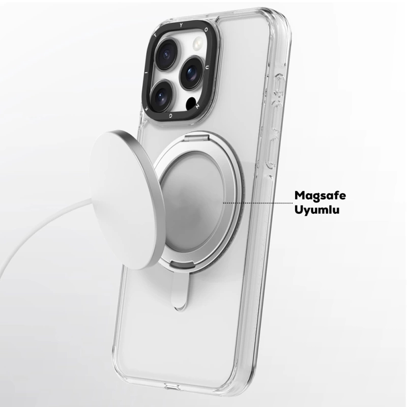 Apple iPhone 16 Kılıf Magsafe Şarj Özellikli Parmak Ring Standlı Youngkit Pivot Serisi Kapak