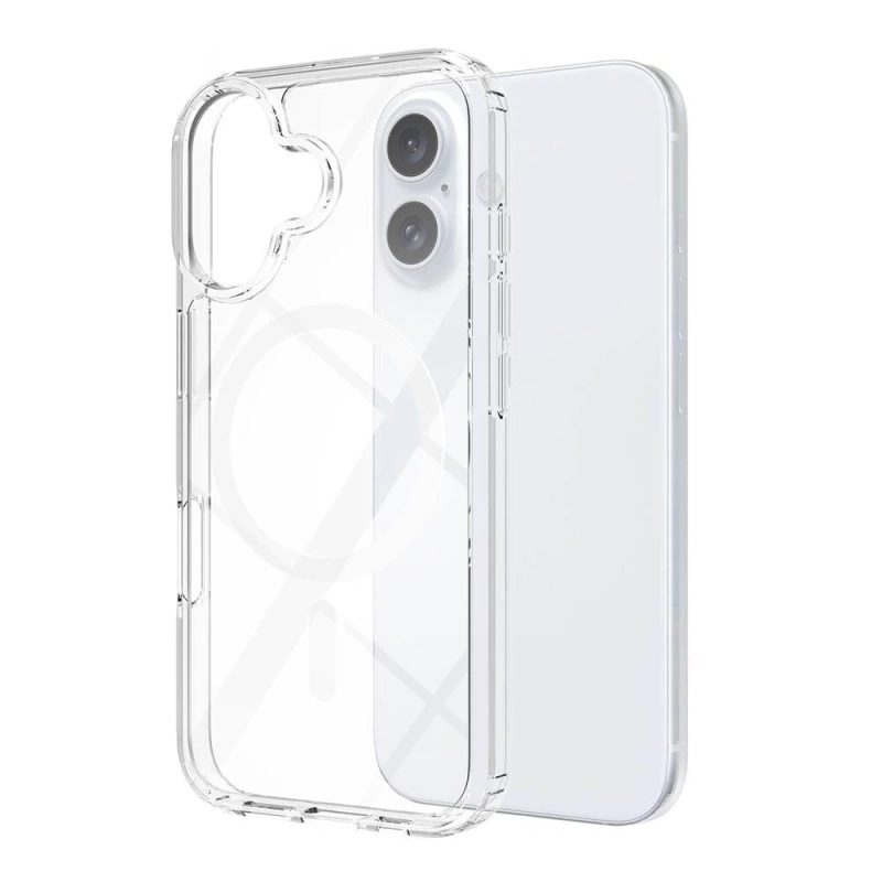 Apple iPhone 16 Kılıf M-safe Şarj Özellikli Şeffaf Sert PC Zore Embos Kapak