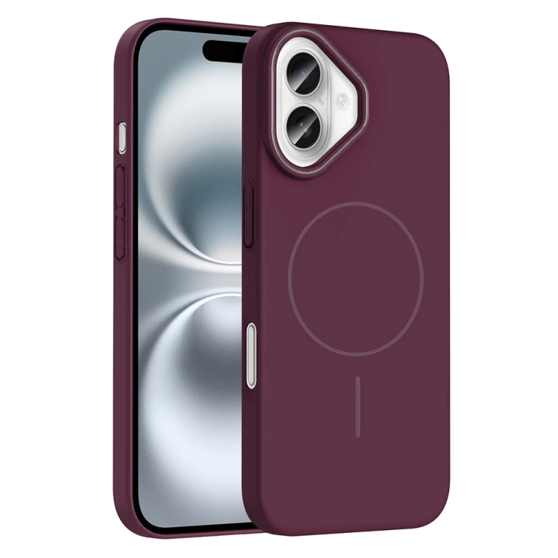 Apple iPhone 16 Kılıf M-safe Şarj Özellikli Zore Ruby Sert Kapak
