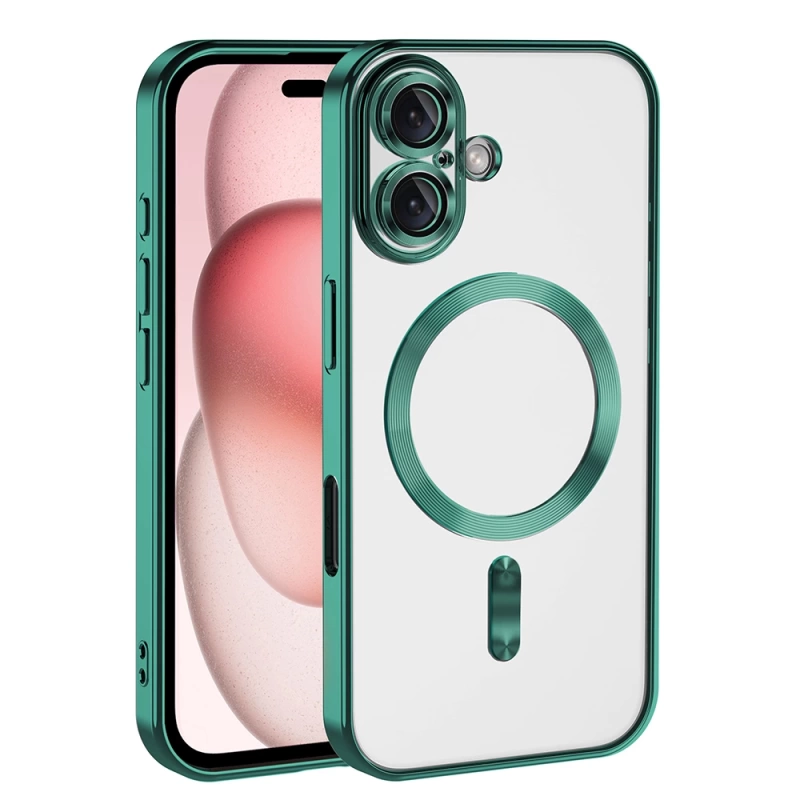 Apple iPhone 16 Plus Kılıf Kamera Korumalı M-safe Wireless Şarj Özellikli Zore Demre Kapak