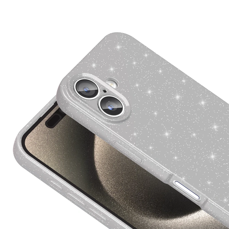 Apple iPhone 16 Plus Kılıf Kamera Korumalı Simli Lüks Zore Koton Kapak