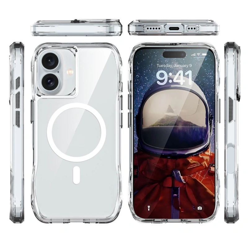 Apple iPhone 16 Plus Kılıf M-safe Şarj Özellikli Airbagli Şeffaf Zore İncek Kapak