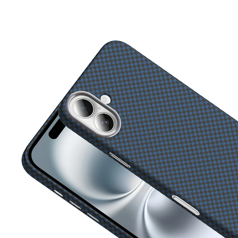 Apple iPhone 16 Plus Kılıf M-safe Şarj Özellikli Karbon Fiber Görünümlü Zore Gros Kapak