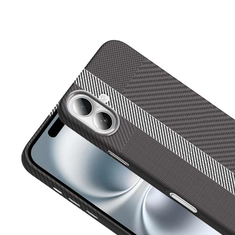 Apple iPhone 16 Plus Kılıf M-safe Şarj Özellikli Karbon Fiber Görünümlü Zore Gros Kapak