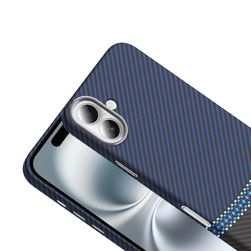 Apple iPhone 16 Plus Kılıf M-safe Şarj Özellikli Karbon Fiber Görünümlü Zore Gros Kapak