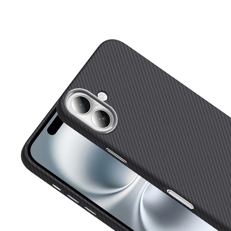 Apple iPhone 16 Plus Kılıf M-safe Şarj Özellikli Karbon Fiber Görünümlü Zore Gros Kapak