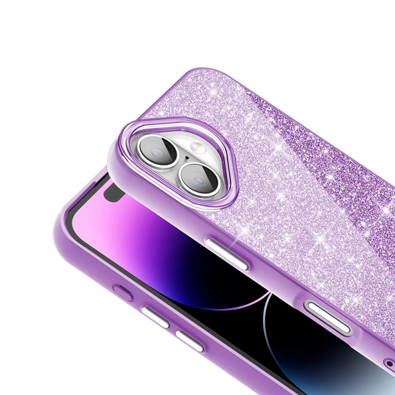 Apple iPhone 16 Plus Kılıf M-safe Şarj Özellikli Parlayan Simli Zore Okso Kapak