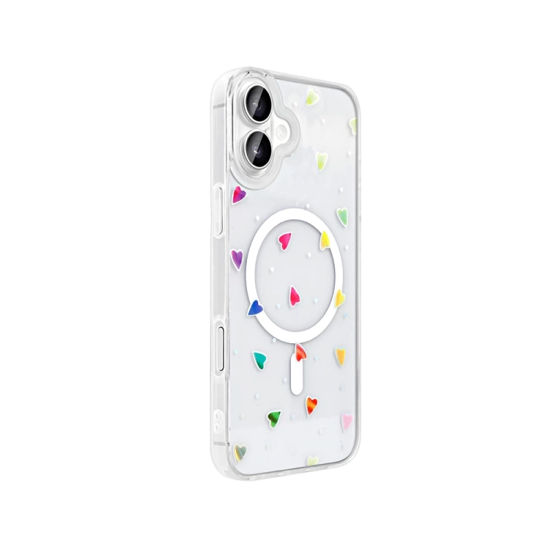 Apple iPhone 16 Plus Kılıf M-Safe Şarj Özellikli Şeffaf Zore Folk Sert Kapak