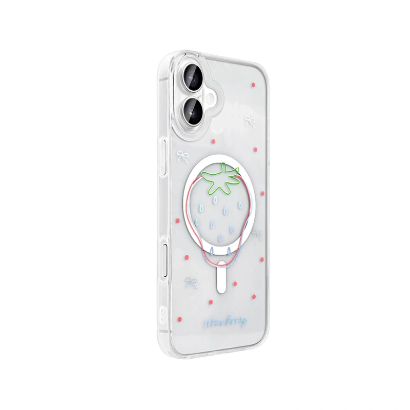 Apple iPhone 16 Plus Kılıf M-Safe Şarj Özellikli Şeffaf Zore Folk Sert Kapak
