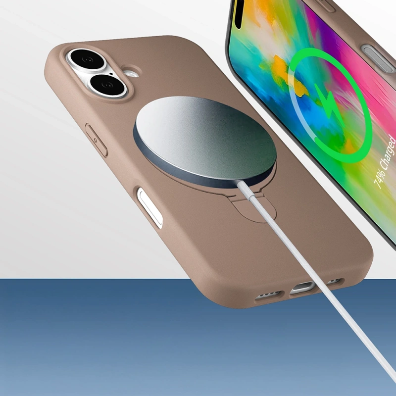 Apple iPhone 16 Plus Kılıf M-safe Şarj Özellikli Standlı Zore Samara Kapak