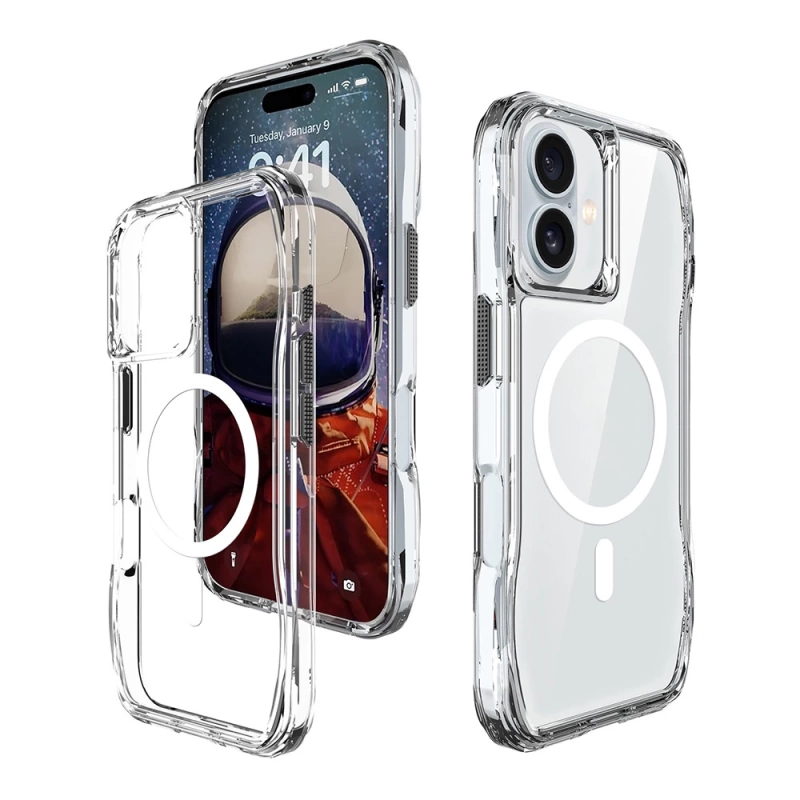 Apple iPhone 16 Plus Kılıf M-safe Şarj Özellikli Airbagli Şeffaf Zore İncek Kapak