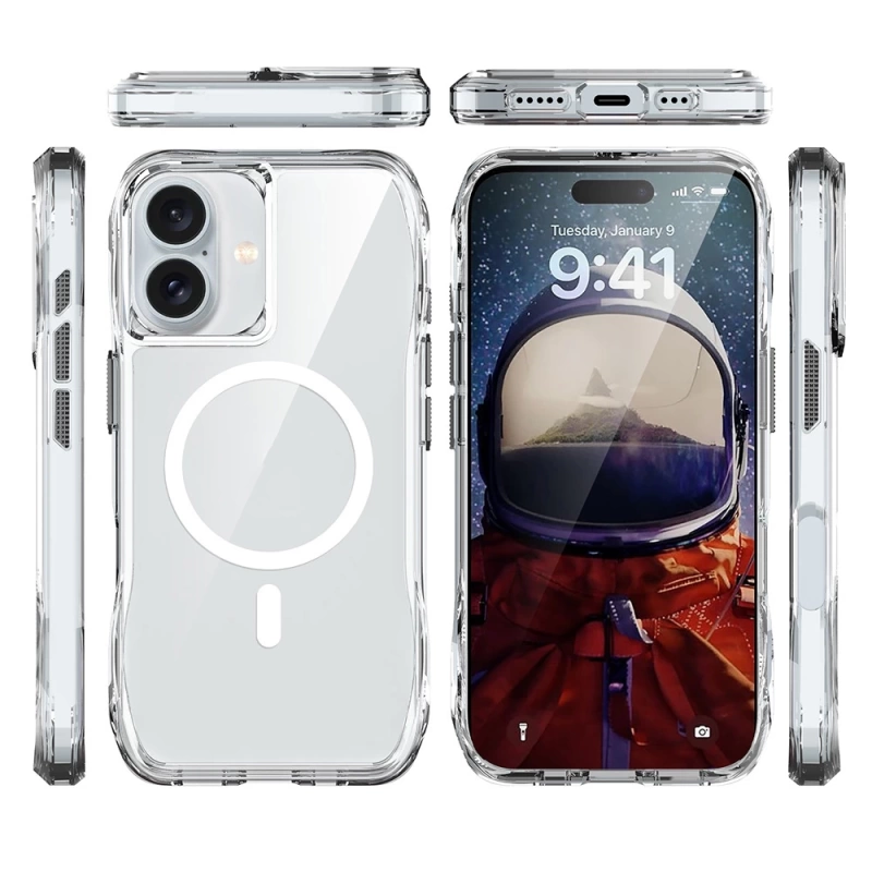 Apple iPhone 16 Plus Kılıf M-safe Şarj Özellikli Airbagli Şeffaf Zore İncek Kapak