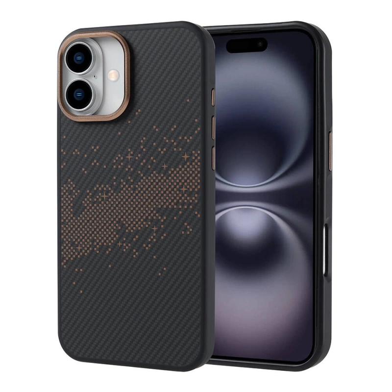 Apple iPhone 16 Plus Kılıf M-safe Şarj Özellikli Karbon Fiber Tasarımlı Zore Vave Kapak