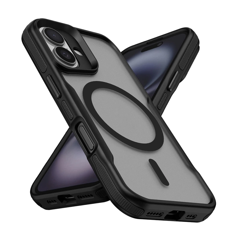 Apple iPhone 16 Plus Kılıf M-safe Şarj Özellikli Renkli Kenar Airbag Şeritli Zore Lamer Kapak