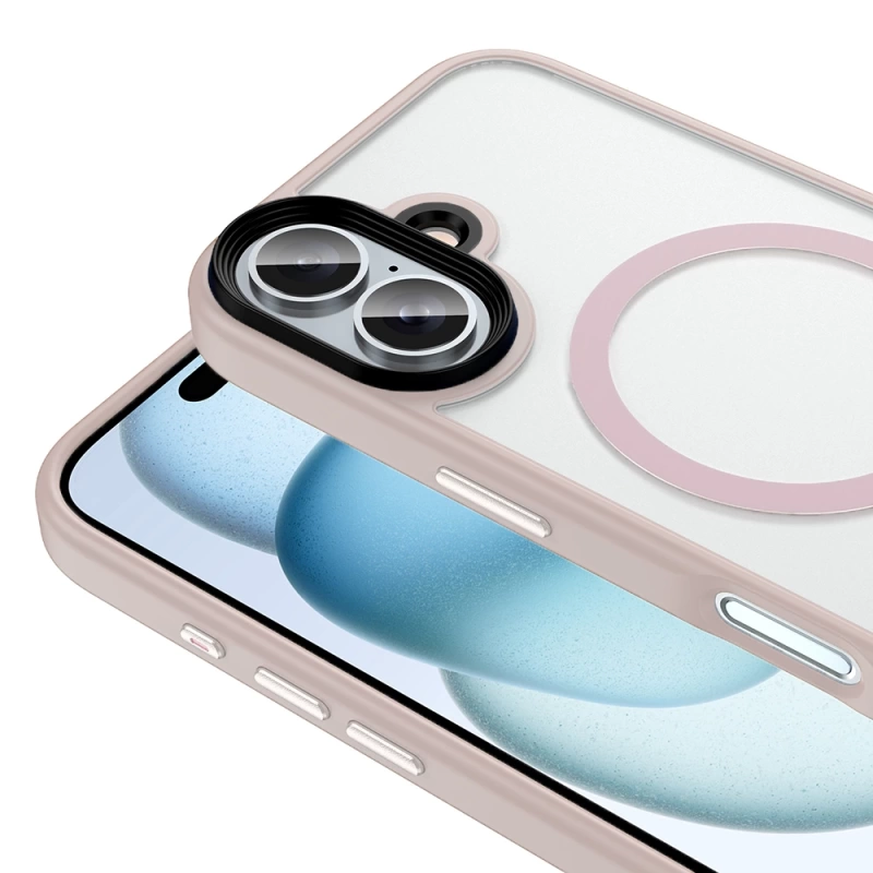 Apple iPhone 16 Plus Kılıf Mat Arka Yüzey Wireless Şarj Özellikli Zore Flet M-safe Kapak