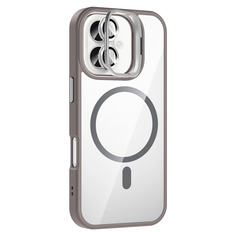 Apple iPhone 16 Plus Kılıf Standlı ve Kamera Lens Hediyeli M-Safe Şarj Özellikli Zore Etro Kapak