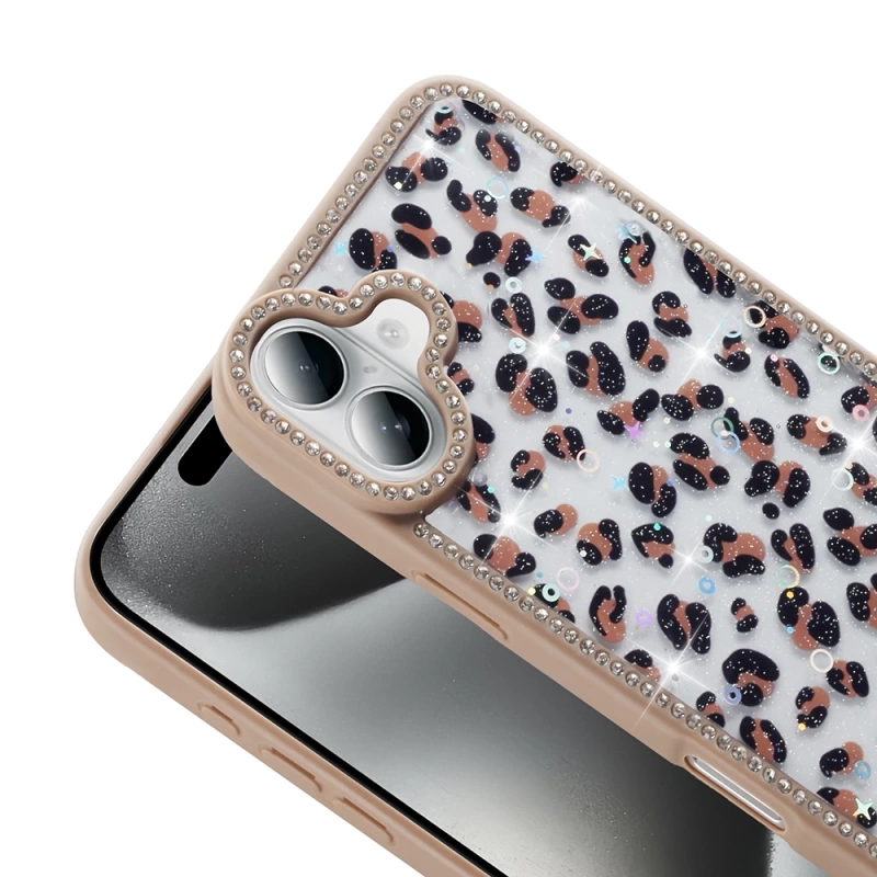 Apple iPhone 16 Plus Kılıf Taşlı ve Simli Tasarım Zore Azra Kapak