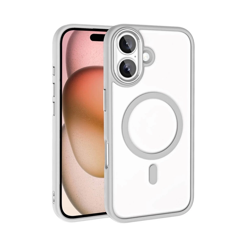 Apple iPhone 16 Plus Kılıf Wireless Şarj Özellikli Zore Krom M-safe Silikon Kapak