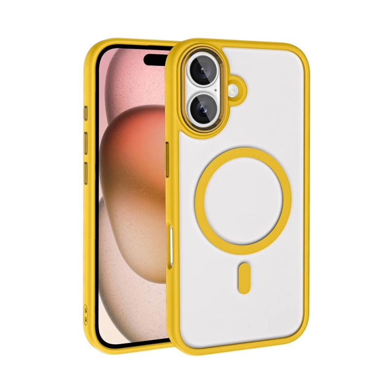 Apple iPhone 16 Plus Kılıf Wireless Şarj Özellikli Zore Krom M-safe Silikon Kapak
