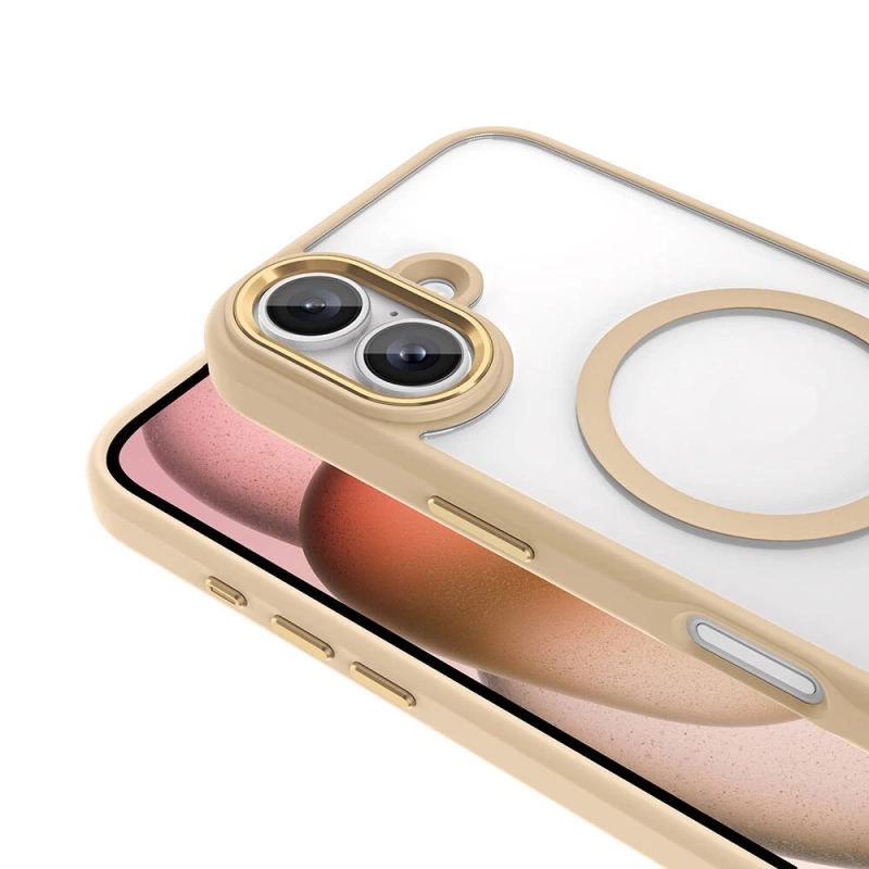 Apple iPhone 16 Plus Kılıf Wireless Şarj Özellikli Zore Krom M-safe Silikon Kapak