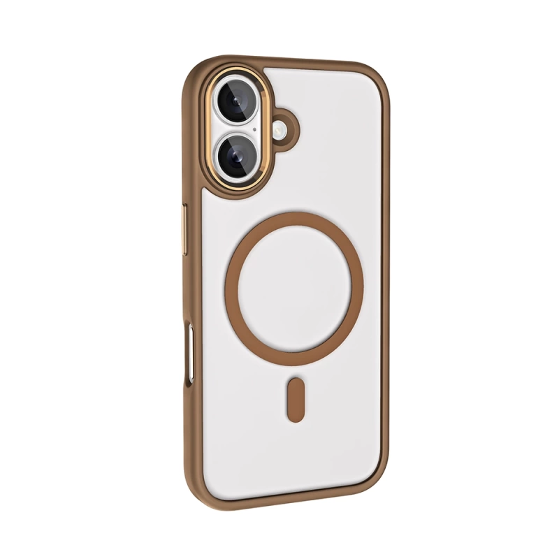 Apple iPhone 16 Plus Kılıf Wireless Şarj Özellikli Zore Krom M-safe Silikon Kapak