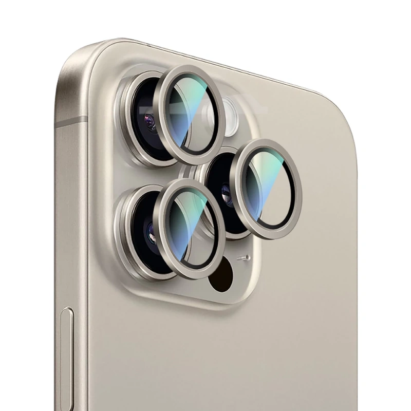 Apple iPhone 16 Pro CaseWorld Alloy Serisi Oleofobik Anti Reflective Kamera Lens Koruyucu