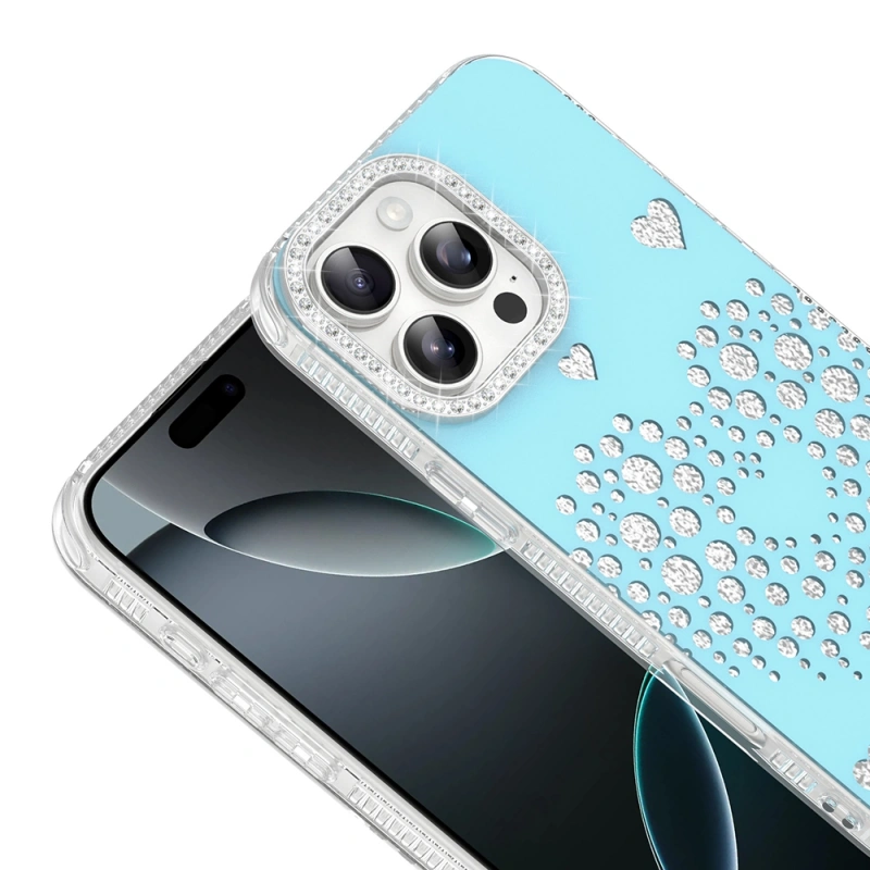 Apple iPhone 16 Pro Kılıf Damla Taşlı Zore Rivas Sert PC Kapak