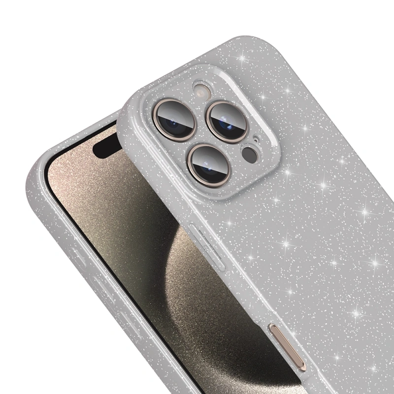 Apple iPhone 16 Pro Kılıf Kamera Korumalı Simli Lüks Zore Koton Kapak