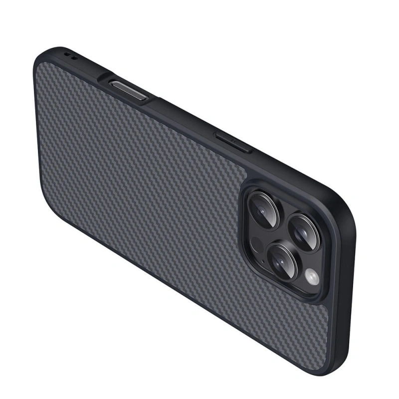 Apple iPhone 16 Pro Kılıf M-safe Şarj Özellikli Karbon Fiber Tasarımlı Zore Elnino Kapak