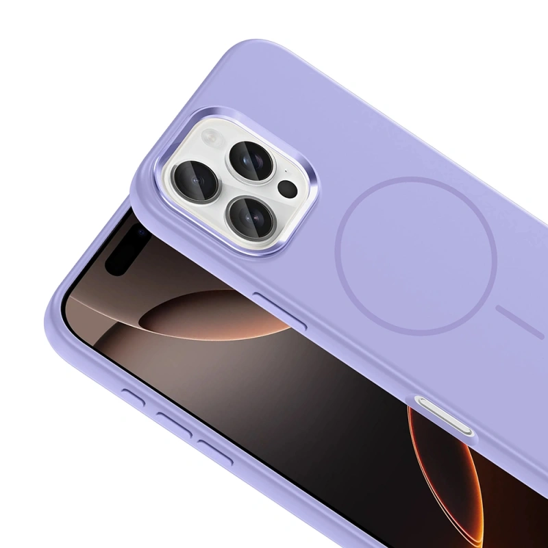 Apple iPhone 16 Pro Kılıf M-Safe Şarj Özellikli Metal Kamera Çerçeveli Zore Edi Silikon Kapak