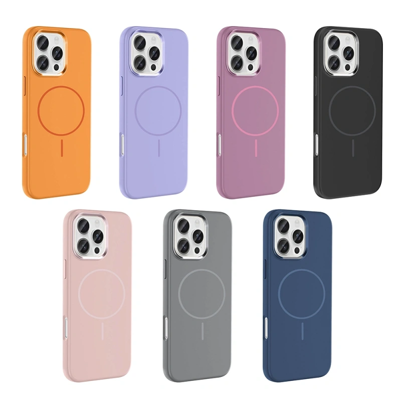 Apple iPhone 16 Pro Kılıf M-Safe Şarj Özellikli Metal Kamera Çerçeveli Zore Edi Silikon Kapak