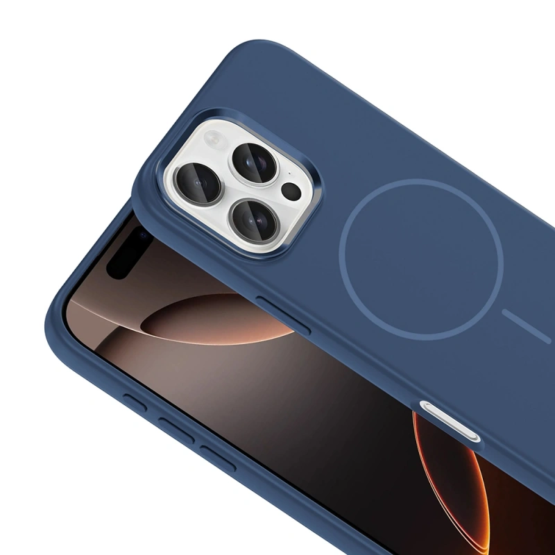 Apple iPhone 16 Pro Kılıf M-Safe Şarj Özellikli Metal Kamera Çerçeveli Zore Edi Silikon Kapak