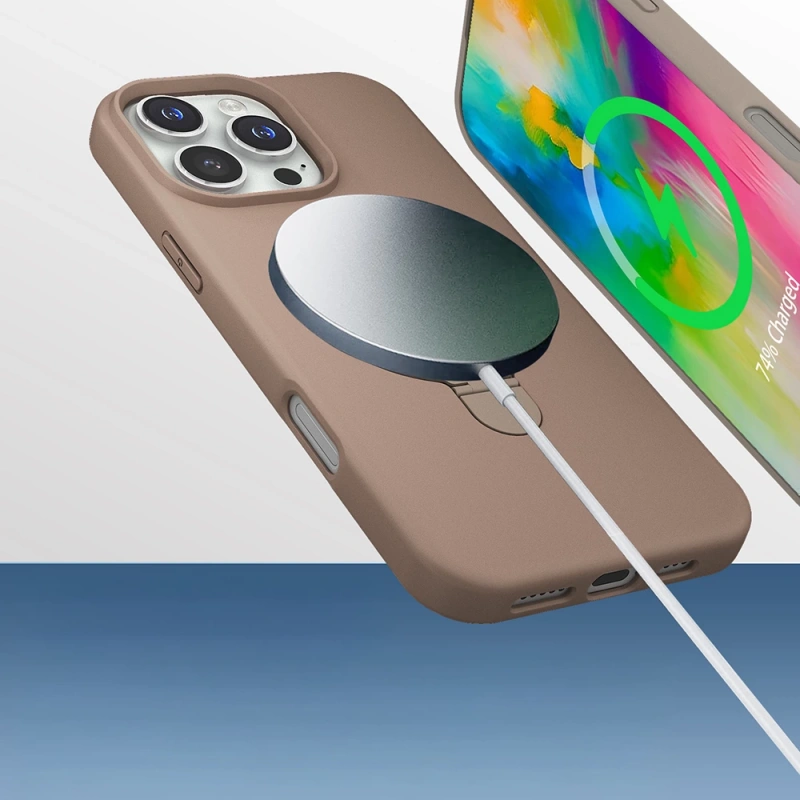 Apple iPhone 16 Pro Kılıf M-safe Şarj Özellikli Standlı Zore Samara Kapak