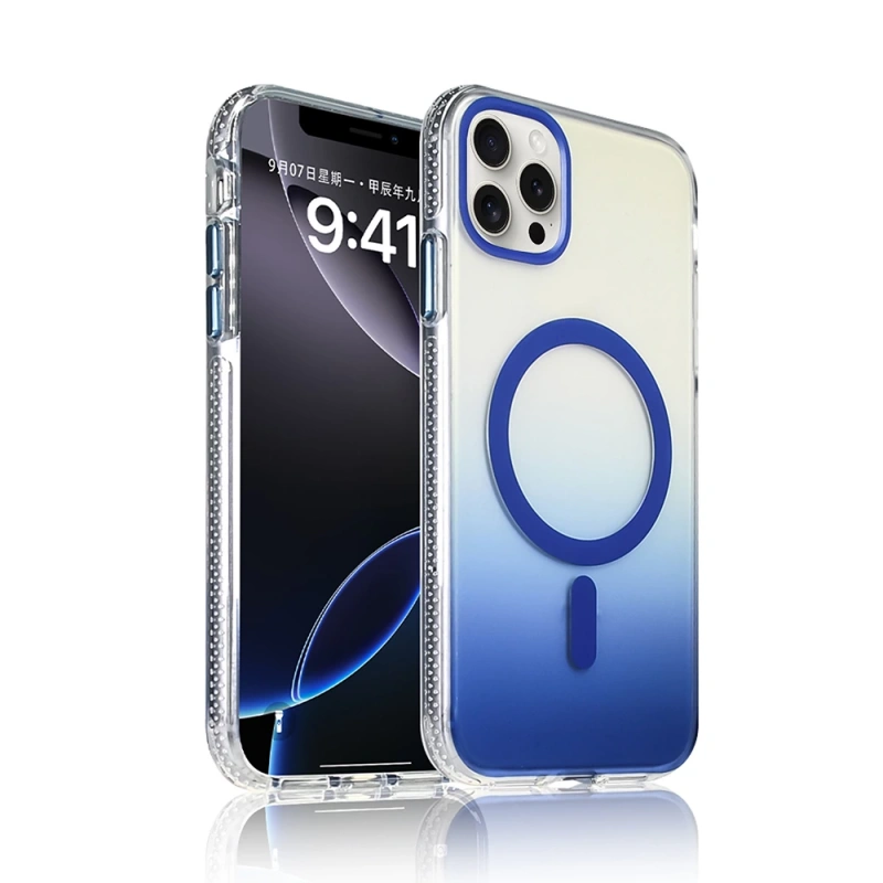 Apple iPhone 16 Pro Kılıf M-safe Şarj Özellikli Transparan Renk Geçişli Zore Toros Kapak