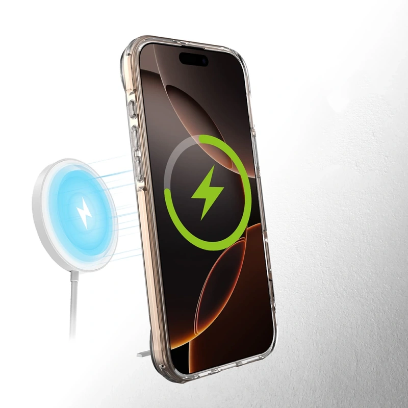 Apple iPhone 16 Pro Kılıf M-safe Şarj Özellikli Zore T-Max Standlı Kapak