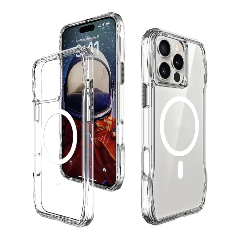 Apple iPhone 16 Pro Kılıf M-safe Şarj Özellikli Airbagli Şeffaf Zore İncek Kapak