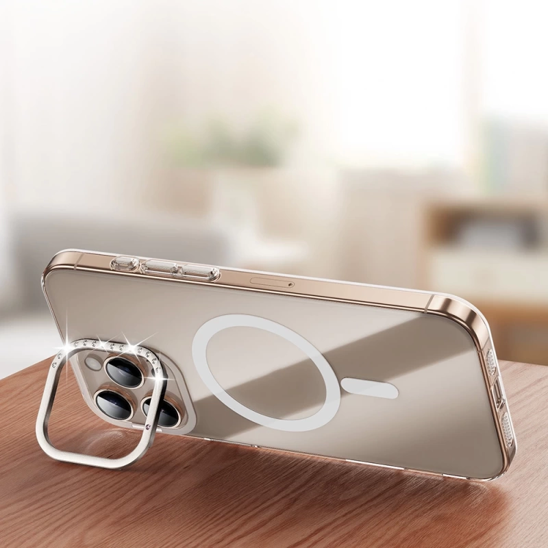 Apple iPhone 16 Pro Kılıf M-safe Şarj Özellikli Kamera Standlı Zore Estop Kapak