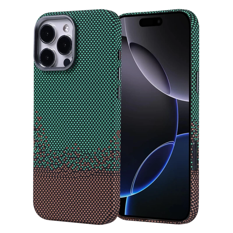 Apple iPhone 16 Pro Kılıf M-safe Şarj Özellikli Karbon Fiber Görünümlü Zore Nekst Kapak