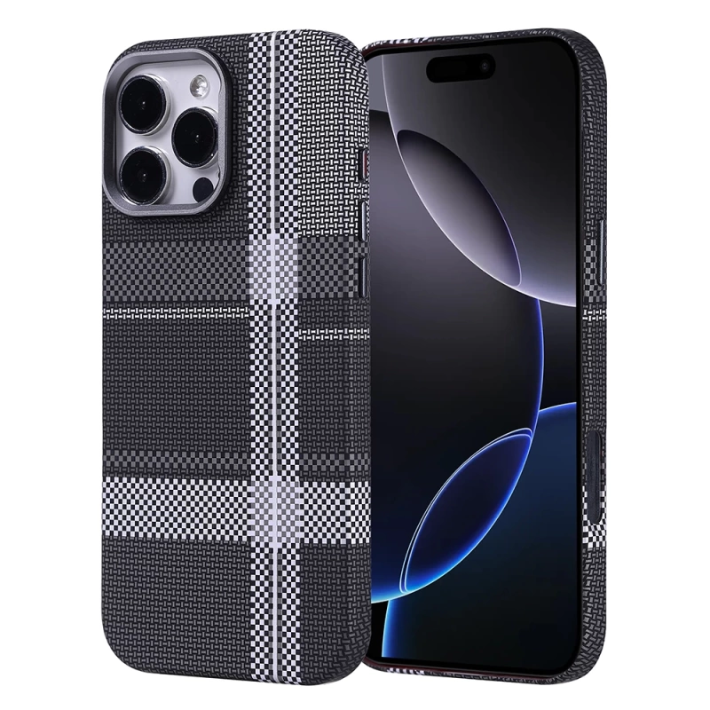 Apple iPhone 16 Pro Kılıf M-safe Şarj Özellikli Karbon Fiber Görünümlü Zore Nekst Kapak