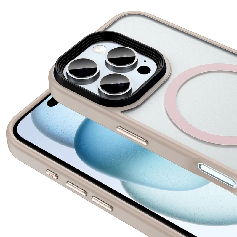 Apple iPhone 16 Pro Kılıf Mat Arka Yüzey Wireless Şarj Özellikli Zore Flet M-safe Kapak