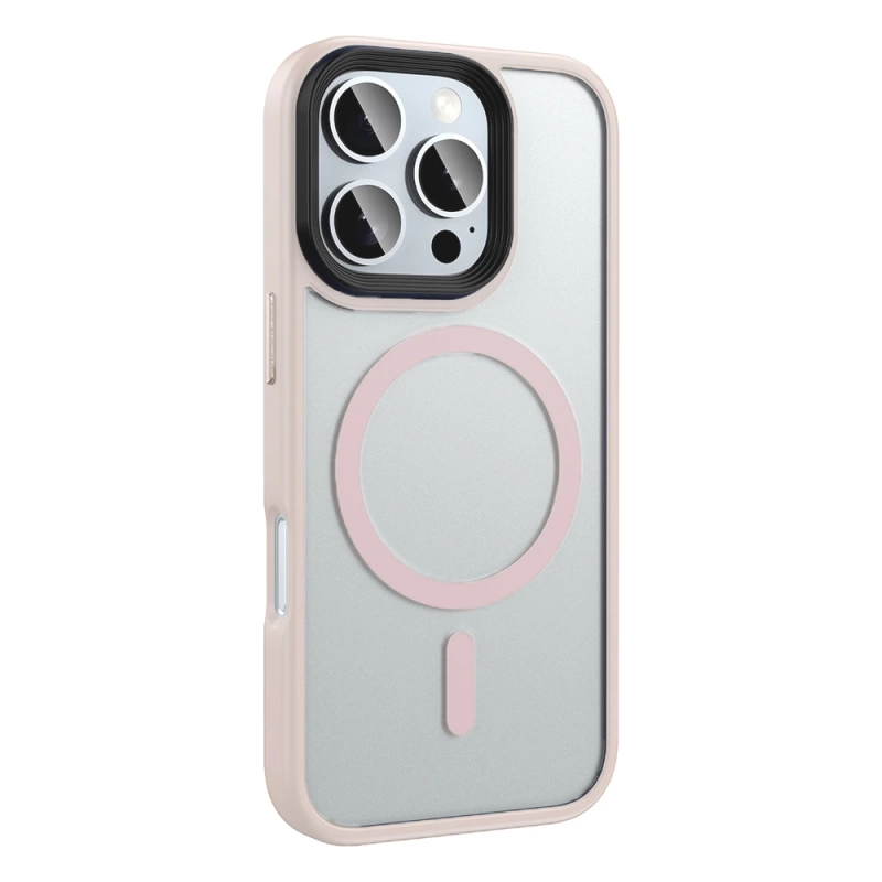 Apple iPhone 16 Pro Kılıf Mat Arka Yüzey Wireless Şarj Özellikli Zore Flet M-safe Kapak