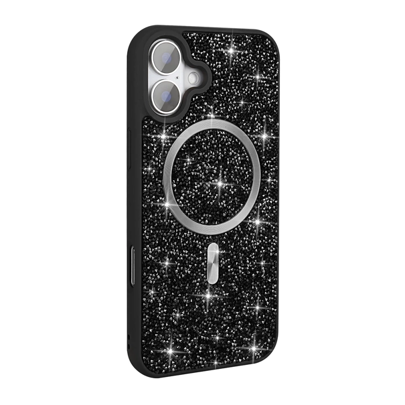Apple iPhone 16 Pro Kılıf Pırlanta Tasarımlı M-safe Şarj Özellikli Zore Mozaik Silikon Kapak