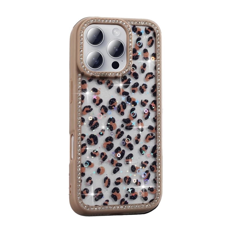 Apple iPhone 16 Pro Kılıf Taşlı ve Simli Tasarım Zore Azra Kapak