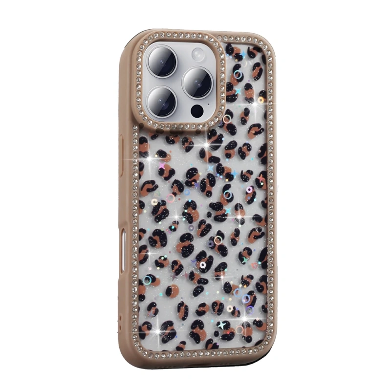 Apple iPhone 16 Pro Kılıf Taşlı ve Simli Tasarım Zore Azra Kapak