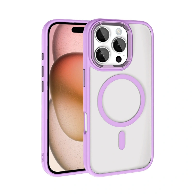 Apple iPhone 16 Pro Kılıf Wireless Şarj Özellikli Zore Krom M-safe Silikon Kapak